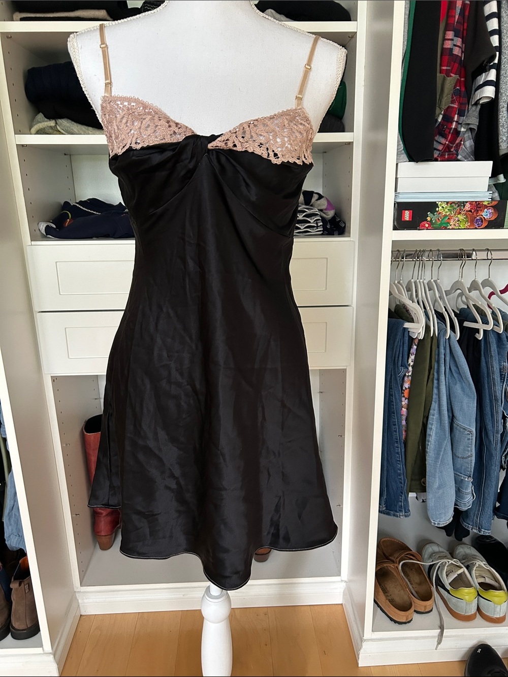 Black slip with antique lace